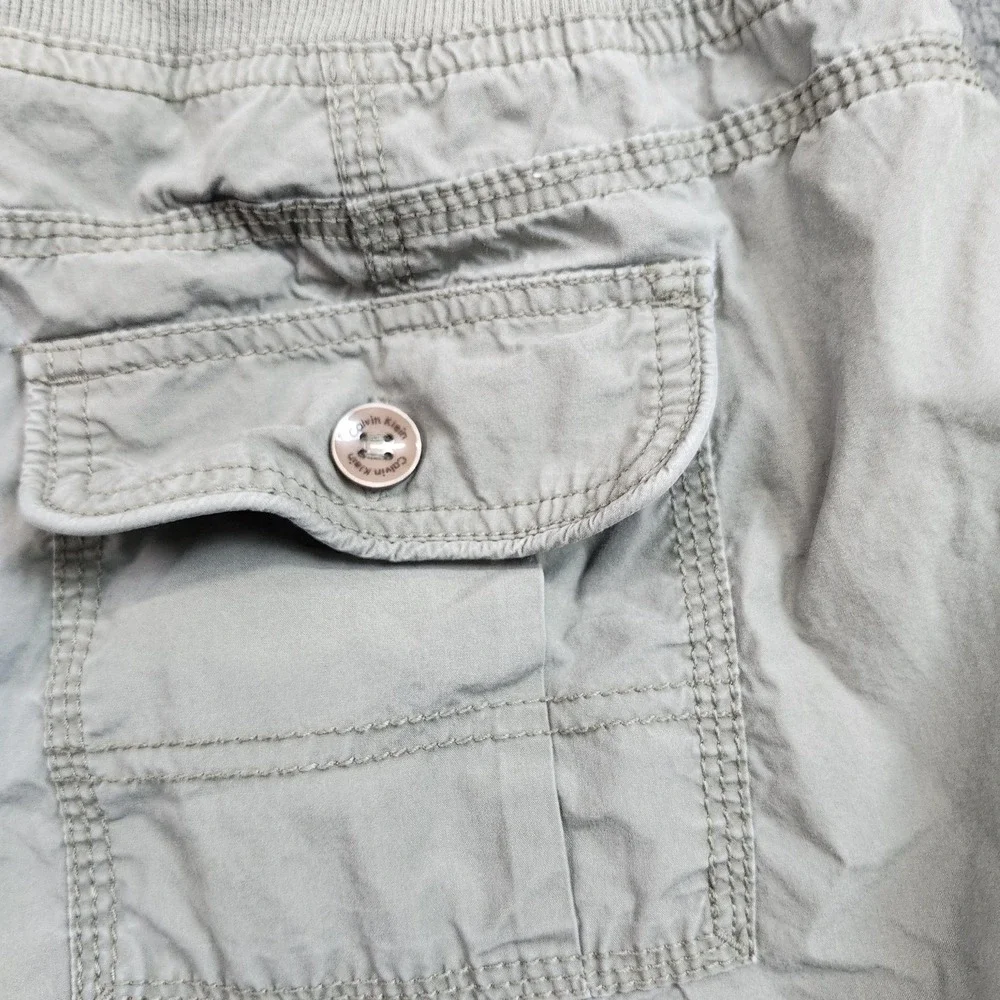 Calvin Klein Pants Womens M Green Capri Cargo Drawstring Elastic Waist Pockets - Picture 11 of 13